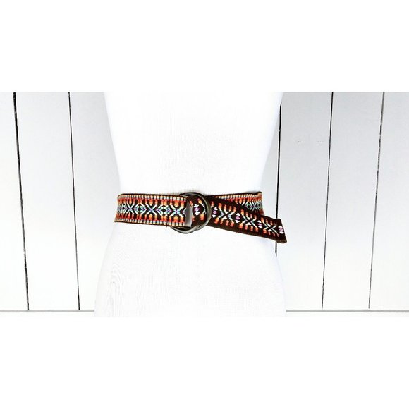 Vintage 90s woven embroidered tribal/IKAT cloth sash belt/festival boho hippie - Picture 1 of 3